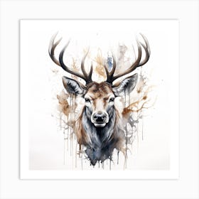 Deer Head Watercolor Painting 1 Art Print