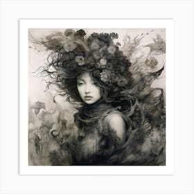 Forest Witch Ink Painting Art Print