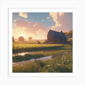 Sunset In The Countryside Art Print