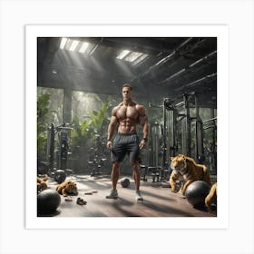 Tiger In Gym Art Print