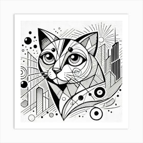 Stripeshadow City Cat Art Print