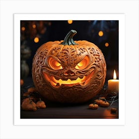 Halloween Pumpkin Carving 2 Art Print