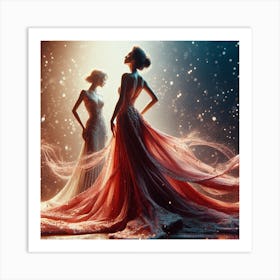 Two Beautiful Women In A Ball Gown Art Print