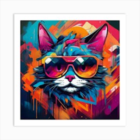 Cat In Sunglasses Art Print