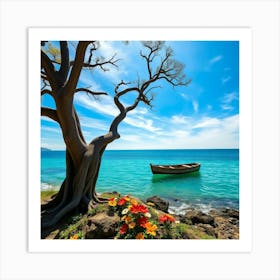 Tree By The Sea Art Print