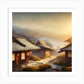 Firefly Rustic Rooftop Japanese Vintage Village Landscape 51167 Art Print