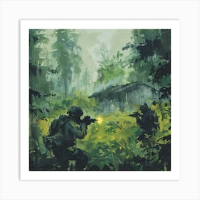 Soldiers In The Woods Art Print