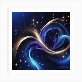 A Blue And Black Background With Stars And Smoke Magical Background Abstract Blue Lighting Particle #2 Art Print