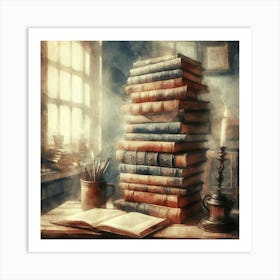 Stack Of Books Art Print