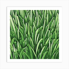 Grass Flat Surface For Background Use Sticker 2d Cute Fantasy Dreamy Vector Illustration 2d Fl (4) Art Print