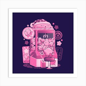 Pink Claw Machine - Cute Anime Arcade Gamer Gift 1 Art Print