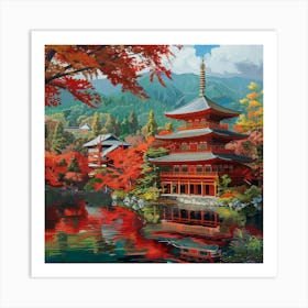 Autumn Pagoda Art Print