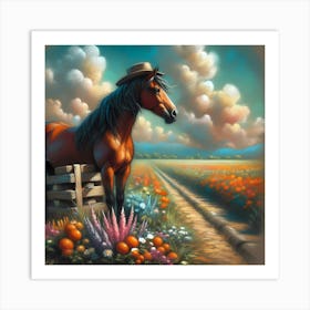 Horse In The Field Art Print