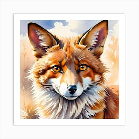 Cute Fox Painting Art Print