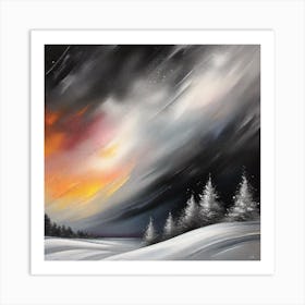 Sunset In The Snow 1 Art Print