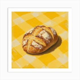 Rustic Bread Yellow Checkerboard 1 Art Print