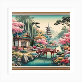 Landscape in Japanese style Art Print