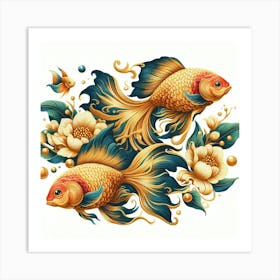 Illustration gold fish 3 Art Print