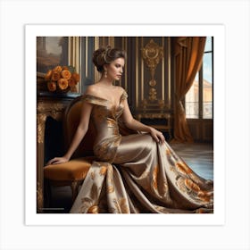 Golden Evening Gown 4 Art Print