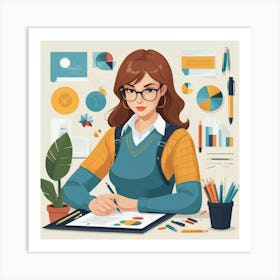 Businesswoman Working At Desk 1 Poster