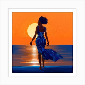 Afro-American Woman At Sunset 1 Art Print