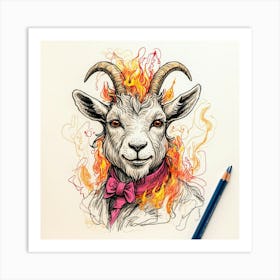 Goat In Flames 17 Art Print