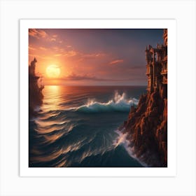 Fantasy Castle At Sunset Art Print