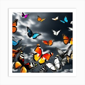 Colorful Butterflies In The Sky 7 Art Print