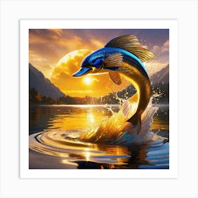 Fish Jumping Out Of Water Art Print