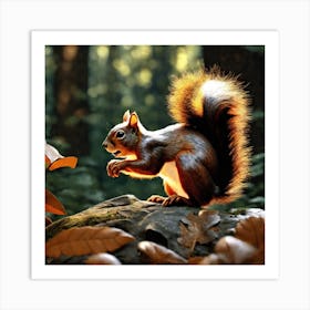 Squirrel In The Forest 27 Art Print