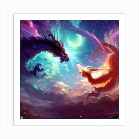 Dragons Fighting In The Sky 1 Art Print