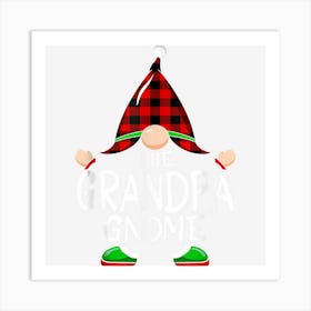 Gnome Family Christmas Red Plaid Pajama Shirt Art Print