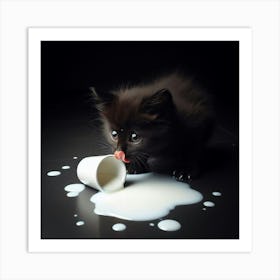 Kitten Drinking Milk 2 Art Print