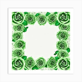 Green Roses Frame Photo Art Print