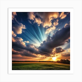 Sunset Over A Field 20 Art Print