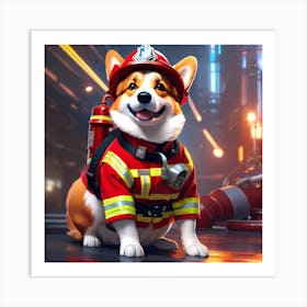 Corgi Firefighter 1 Art Print