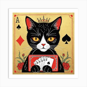 Cat Playing Cards 7 Art Print