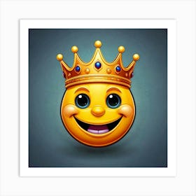 Firefly Emoji, Smiley, Face, Crown, Detailed, Realistic, Gray, Background, Royalty, Happy, Expressio (9) Poster