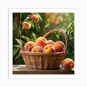 Peaches In A Basket 2 Art Print