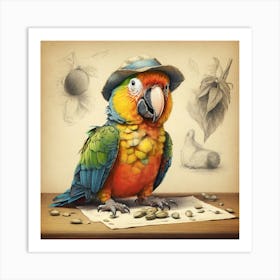 Parrot In Hat 3 Art Print