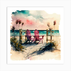 Pink Adirondack Chairs Art Print