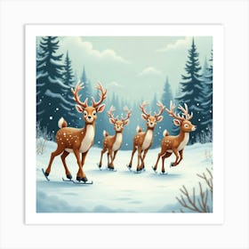 Flux Dev A Serene Winter Wonderland Scene Featuring A Group Of 3 Art Print