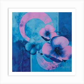 Deep blue abstract flowers Art Print