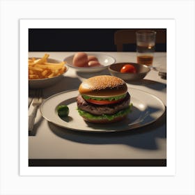 Burger On A Plate 59 Art Print