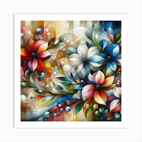 Flowers oil painting abstract painting art 8 Art Print