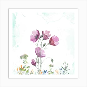 Watercolor Poppies Art Print