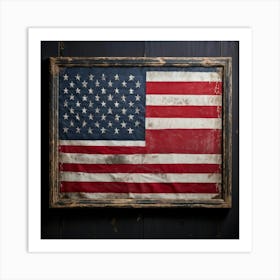 An Antique American Flag Resplendent With Immaculate Red Stars Scattered Against A Deep Blue Backgr (7) Art Print