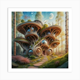 Huge colorful futuristic house design with vibrant details 16 Art Print