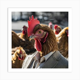 Man With Chickens 1 Art Print