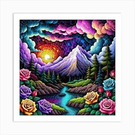 Roses In The Mountains 1 Art Print